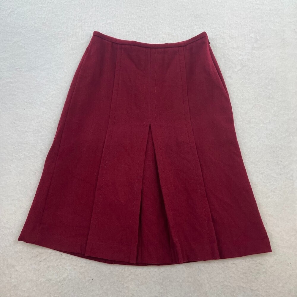 Ann Taylor Red Pleated Wool A-line Skirt Size 6
